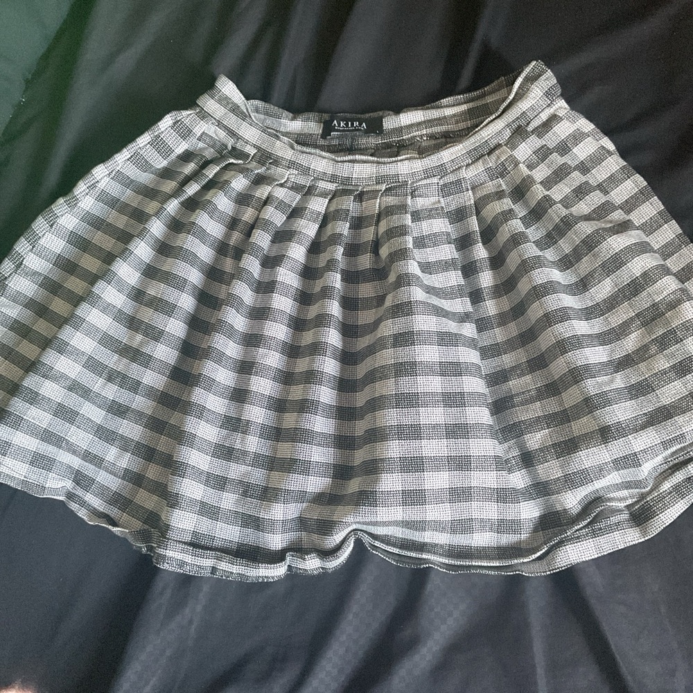 AKIRA Monochrome Checkered Skater Skirt